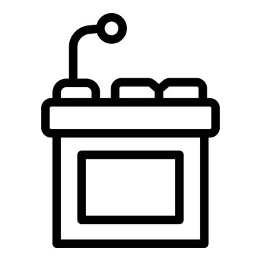 Rahip konuşmacı ikon ana hat vektörü. Kitlesel inananlar. Kutsal ruhani hizmet