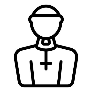 Rahip adam ikon ana hatları vektörü. Kitle adam kültürü. İncil yetişkin ritüeli