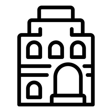 Amsterdam Şehri hedef simgesi ana hat vektörü. Ünlü tarih binaları. Hollanda Mimarisi