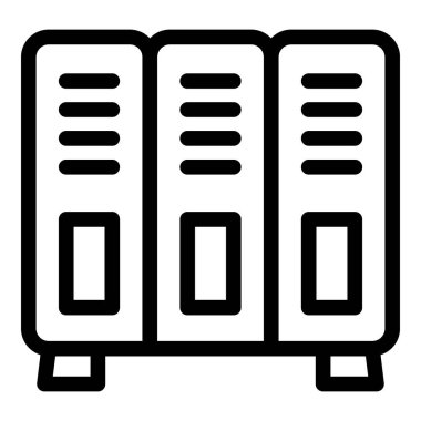 Patenli dolap ikonu ana hat vektörü. Icehouse sporu. Giysi dolabı saklanıyor