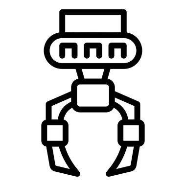 Robot kol oyuncağı ikonu ana hat vektörü. Büfe hırsızı. Oyun oyuncağı oyunu