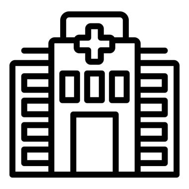 Tıbbi hastane ikonu ana hatları vektörü. İnce bir tedavi. Evde bakım ziyareti