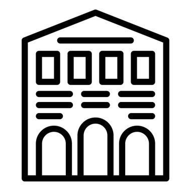 Bern evi ikon ana hatları vektörü. Kanton amblemi. İnşaat ufuk çizgisi