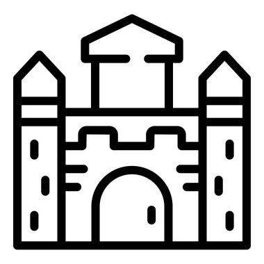 Kültür kalesi ikonu ana hat vektörü. Şehir simgesi ülke. Turizm Şapeli