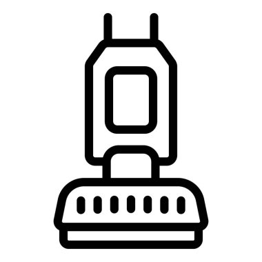 Yer dezenfekte edici makine ikonu ana hatları vektörü. Yüzey personeli taranıyor. Temizlik temizleme aracı