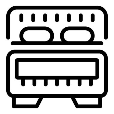 Günlük yatak odası ikonu ana hatları vektörü. Her gün eve. Eğitimli erkek