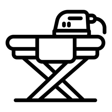 Günlük ütü kıyafet ikonu ana hatları vektörü. Ev ödevi günü. Kadın aktivitesi