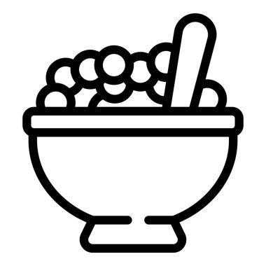 Günlük müsli ikonu ana hatları vektörü. Spor kahvaltısı. Sabah egzersizi