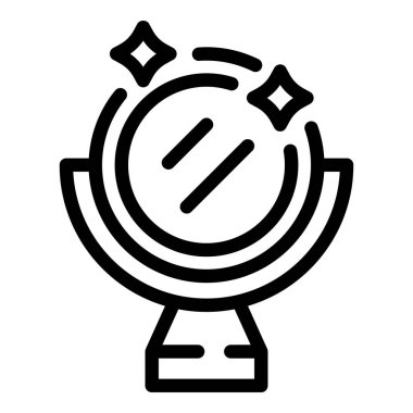 Yüz bakımı ikonu ana hatları vektörü. Aynanın etrafını tut. Kadın aktivitesi