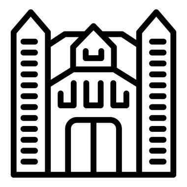 Viyana Katedrali ikonu ana hatları vektörü. Mimari harikalar binası. Kültür Şehir Merkezi