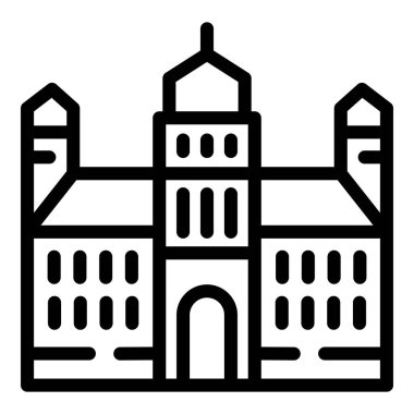 Varşova Katedrali ikonu ana hatları vektörü. Ünlü turizm merkezleri. Polonya mimari simgeleri