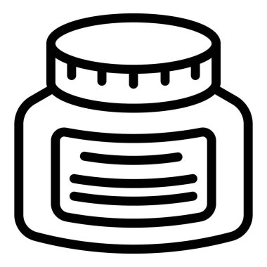 Mürekkep sürahisi simgesi ana hatları vektörü. Depolama yazma pigmenti. Betik araçları çiziliyor