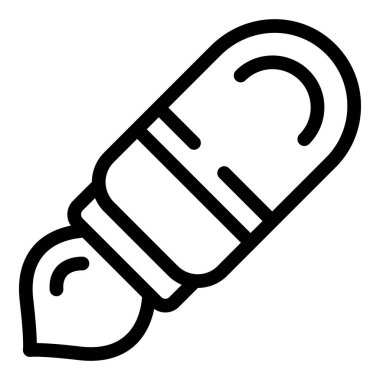 Elle batırılmış kalem ikonu ana hatları vektörü. El yazısı klasik bir enstrüman. Mürekkep batırma kalemi