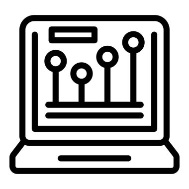 Hisse senedi piyasası ikon ana hatları vektörü. Ticaret platformu. Çevrimiçi iş gelirleri