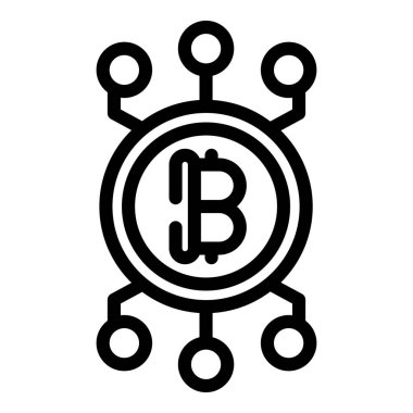Bitcoin parasal ikon ana hatları vektörü. Yatırım platformu. Kripto para ticareti