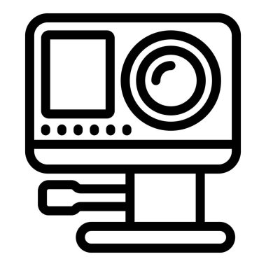 Taşınabilir kamera simgesi ana hatlı vektör. Modern kameraya geç. Etkinlik atış aygıtı