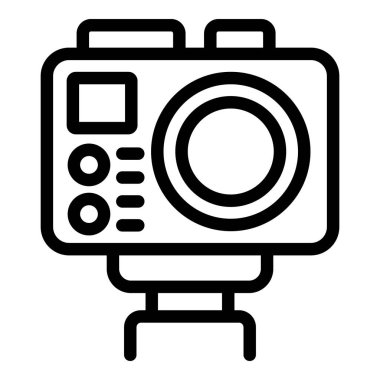 Su geçirmez kamera ikonu ana hatları vektörü. Profesyonel dijital kameraya geç. Elektronik çağdaş aygıt