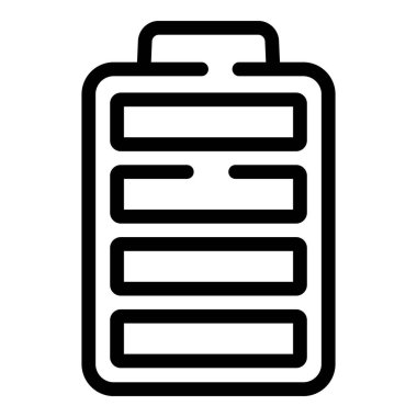 Kamera pil şarj ikonu ana hat vektörü. Macera elektronik aygıtı. Çokluortam kamera aracı