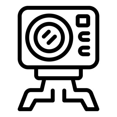 Sert tasarım kamera ikonu ana hatlı vektör. Yüksek kaliteli video kamera. Hareket yakalayan kamera