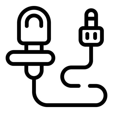 Ses klapası mikrofon ikonu ana hatları vektörü. Medya ses ekipmanları. Konuşma hoparlörü gönderiliyor