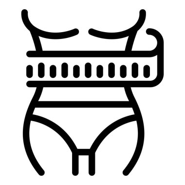 Bel ikonu dış hat vektörünü ölç. Kilo verme sonucu. Aktif spor rutini