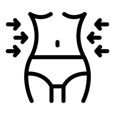 Sıska göbek ikonu dış hat vektörü. Spor vücut şekli. Sağlıklı yaşam tarzı