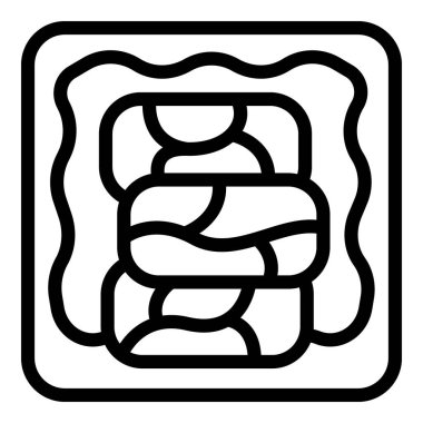 Dolma çanak ikonu ana hatları vektörü. Doldurulmuş sığır dolmades. Dolu asma yaprakları