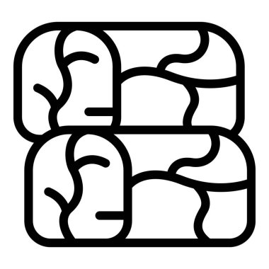 Doldurulmuş üzüm yaprakları ikon ana hatları vektörü. Sarmaşık yaprağı tabağı. Dolmades et yemeği.