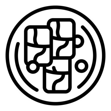 Doldurulmuş sebzeler kabuk ikonu ana hatları vektörü. Dolmades sarması. Et dolu üzüm yaprakları.