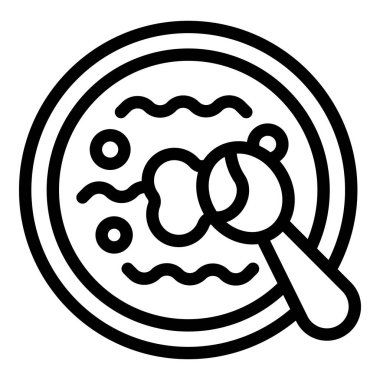 Borsch öğle yemeği ikonu ana hatları vektörü. Sebze kasesi. Pancar baklagil çorbası.