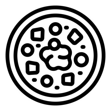 Servis edilen borş yemeği ikonu ana hatları vektörü. Çıtır sebze pancar çorbası. Ukrayna geleneksel mutfağı