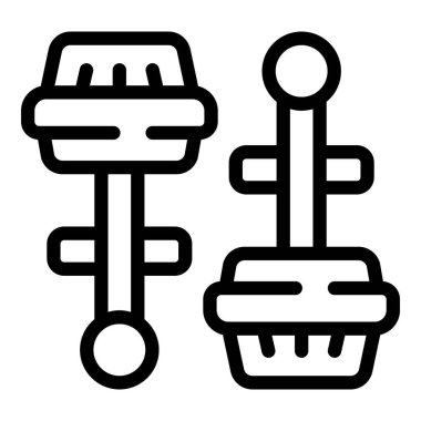 Kol düğmeleri simgesi ana hat vektörü. Bir çift bağlı aygır. Kol bağlayıcı düğmeleri