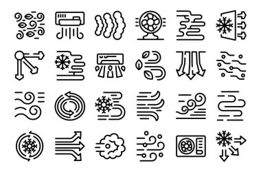 Soğuk hava akışı simgeleri dış hat vektörünü ayarlar. Rüzgar etkisi taze. Dalga esinti hızı