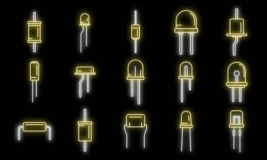 Diode icons set outline vector. Anode light. Led alarm neon isolated clipart