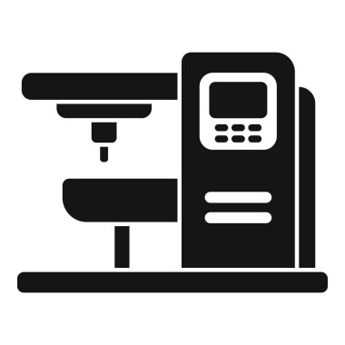 Kontrol makinesi cnc simgesi basit vektör. Matkap değirmeni kontrolörü. Yapı flaşı