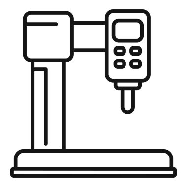 Değirmen makinesi simgesi ana hatları vektörü. Endüstriyel basın. Sanayi lazeri otomatik