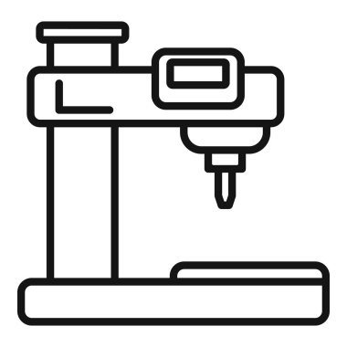 Lazer cnc makine simgesi ana hatları vektörü. Kalibrasyon metal işi. Ekipman tasarımı