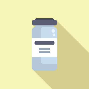 Dozaj ikonu düz vektörü enjekte et. Tıbbi antiviral aşı. Kalkan direnç iksiri