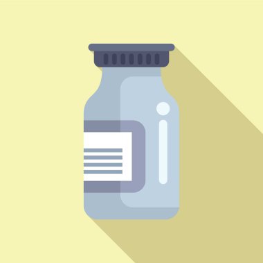 Tıbbi şişe hapları ikonu düz vektör. Güçlü iksir takviyesi. Sağlık sistemi şişesi