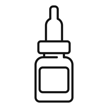 Cam şişe indirme ikonu ana hat vektörü. Bakım takviyesi. Bağışıklık sistemi bakımı