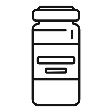 Enjeksiyon doz ikonu ana hatları vektörü. Tıbbi antiviral aşı. Kalkan direnç iksiri