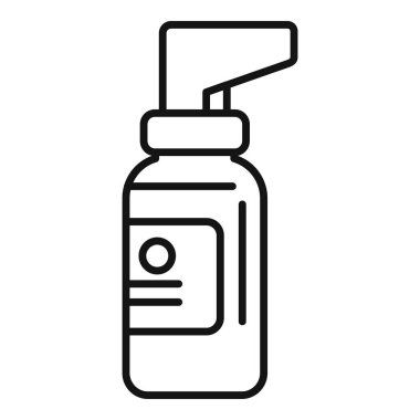 Burun spreyi vücut ikonu ana hatları vektörü. Güçlü bir sağlık hizmeti. Aşı ilacı iç.