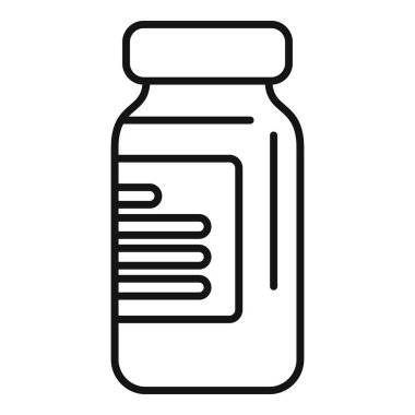 Güçlü iksir bağışıklık ikonu ana hatları vektörü. İlave sağlık hizmeti. Mikroskop aşısı