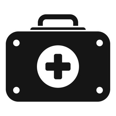 İlk yardım çantası simgesi basit bir vektör. İlaç tedarikçisi. Sağlık hizmetleri tedavi yeri