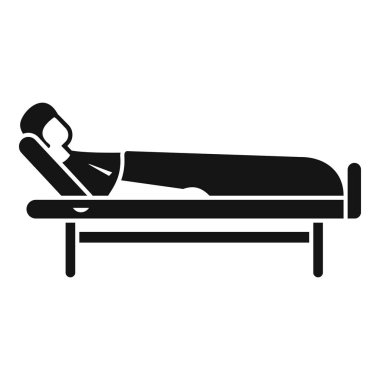 Yatak hemşiresi hasta ikonu basit vektör. Orta durum. Klinik oda tedavisi