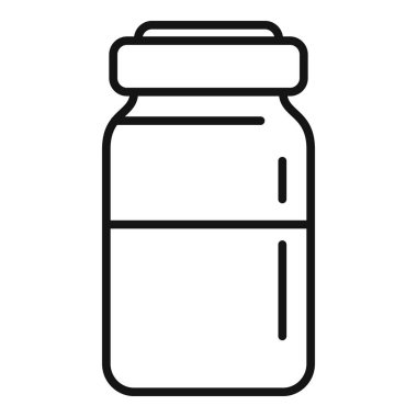 Enjeksiyon şişesi ikon ana hatları vektörü. Tıbbi reçete. Hasta tesisi.