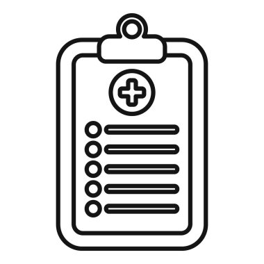 Tıbbi pano simgesi ana hatları vektörü. İyi bakıcı. Hasta bakıcılık durumu iyi.