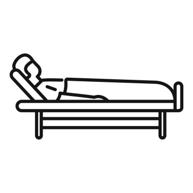 Yatak hemşiresi hasta ikonu ana hatları vektörü. Orta durum. Klinik oda tedavisi