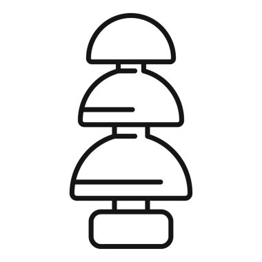 Kablolu kulak tıkaçları ikon dış hat vektörü. Güvenlik kanalı koruması. Tıbbî tıpalar gürültü azaltma