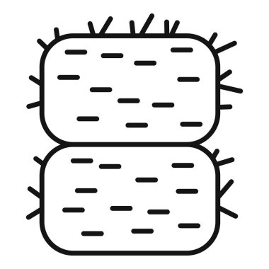 Bale saman tarım ikonu ana hatları vektörü. Çiftlikte yiyecek topluyorum. Organik tarım